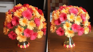 Plastic Bottle Flower Vase Craft  Paper Flowers  Home Decor Ideas [upl. by Ayouqat188]