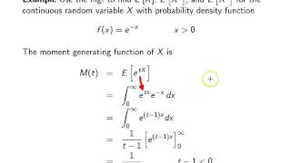 Moment generating functions  Example 1 [upl. by Kemble]