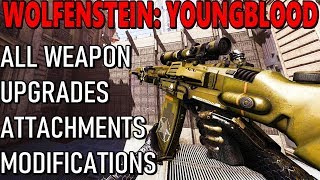 Wolfenstein YoungBlood  All Weapons Attachments Upgrades Modifications [upl. by Nibas]