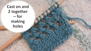 Knitting tutorial how to make holes on purpose [upl. by Sundin]