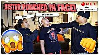 Little Sister GOT PUNCHED IN THE FACE By Older Brothers FRIEND PRANK CRAZY [upl. by Gillett441]