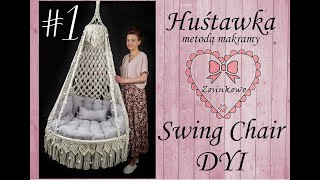 Huśtawka fotel z makramy part 1 materiały mocowanie szczytowe obręcz górna Macrame swing chair [upl. by Leina]