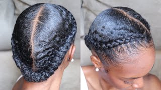 Slick Two Braids amp Tuck Protective Style Type 4 Natural Hair [upl. by Latton]