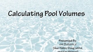 Calculating Pool Volumes I [upl. by Hobey]