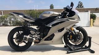 2008 Yamaha R6  Two Brothers Exhaust Sound Clip Walk Around [upl. by Annahtur152]