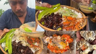 Best crab soup recipe in Naga style  crispy fried grasshoppers  Naga foods [upl. by Gefell]