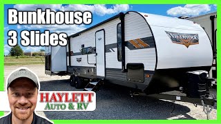 2021 Wildwood 31KQBTS Triple Slide Camp Kitchen Bunkhouse Travel Trailer RV Review [upl. by Sherrod]