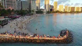 Hawaii Waikiki Beach Drone view Hawaii day 3 hawaii droneview djidrone beach [upl. by Annavas109]