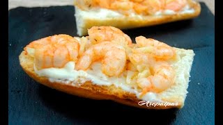 Receta de Tosta de Langostinos con Alioli [upl. by Aniloj]