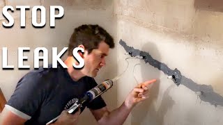 Seal basement wall cracks with epoxy injection [upl. by Lleraj]