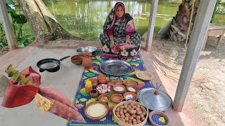 Bangali Village Style Kolar Mochar Kofta Curry Recipe Banana Flower Kofta Recipe HUSBAND WIFE DINNER [upl. by Shih627]