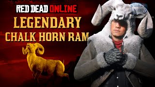 Red Dead Online  Legendary Chalk Horn Ram Location Animal Field Guide [upl. by Lowenstern305]