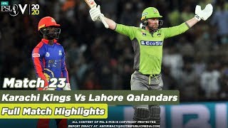 Lahore Qalandars Vs Karachi Kings  Full Match Highlights  Match 23  HBL PSL 5  2020MB2 [upl. by Hayton451]