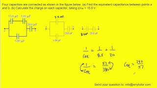 Four capacitors are connected as shown in the figure below [upl. by Pamelina]