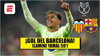 GOL DE LAMINE YAMAL REGALO del portero y Barcelona GOLEA 50 a Valencia  Copa del Rey [upl. by Yrmac]