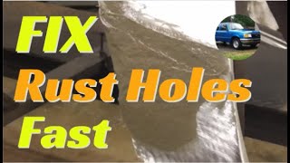 How to Fix a Rust Hole Without Welding Duraglas Kitty Hair Filler Bondo Glass [upl. by Nalak385]