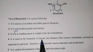 ResorcinolResorcinStructureUsesPharmaceutical organic ChemistryBPharmSecond yearThird sem [upl. by Roe]