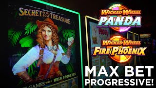 MAX BET PROGRESSIVE Wicked Wheel Panda  Secret of the Lost Treasure  ONE club Slot Crew at Tulalip [upl. by Ennair667]