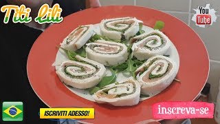 Rotolo di Pane con Salmone Philadelphia e Rucola  Pãozinho com Salmão Filadélfia e Rucola [upl. by Ettelegna]