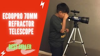 ECOOPRO 70mm Astronomy Refractor Telescope Review amp Instructions  ECOOPRO Telescope for Beginners [upl. by Aisset]