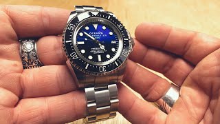 James Cameron Deepsea Rolex Homage  OceanX Sharkmaster 1000 SMS1012  Watch Review [upl. by Yasdnyl]