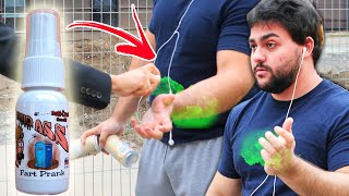 Fart Spray Cologne Prank Spraying On People [upl. by Lemieux]