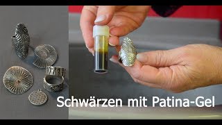 MetalclaySchmuck SchwärzenPatinieren mit Patina Gel [upl. by Hayman]