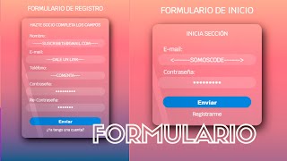 Formulario de login y registro para web con HTML y CSS [upl. by Ynaffital]