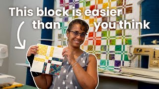 How to make a Disappearing Four Patch Quilt Block ✨ EASY Beginner Quilt Block Tutorial [upl. by Llertnahs478]