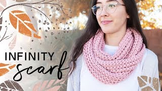 How to Crochet an Infinity Scarf — EASY for Beginners [upl. by Agueda]