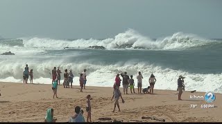 Lifethreatening North Shore swell rolls in [upl. by Sothena]