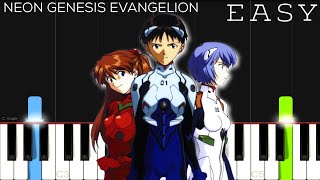 A Cruel Angels Thesis  Neon Genesis Evangelion OP  EASY Piano Tutorial [upl. by Vincenty]