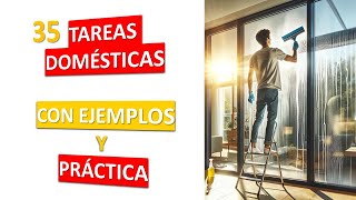 35 Tareas Domésticas Vocabulary con Ejemplos y Práctica Hacer limpieza en casa spanish [upl. by Ymmac]