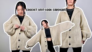 Crochet Knitlook Cardigan Tutorial [upl. by Nwahsal]