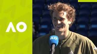 Alexander Zverev quotIm very happyquot oncourt interview 3R  Australian Open 2021 [upl. by Naicul434]