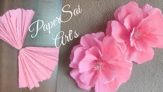 Giant Crepe paper flower for room decorFlores de papel crepeHandmade Cherry BlossomPaperSaiArts [upl. by Htebasyle221]