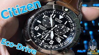 Review Of The Citizen EcoDrive Brycen Chronograph Mens Watch Super Titanium with Leather strap [upl. by Zorine]