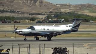 Private Pilatus PC12 NGX OEEBF Taxing Madrid Barajas LEMD [upl. by Aekerly]