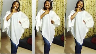 How to make a triangular kaftan poncho with chiffon fabric in 5 minutes Easy DIY [upl. by Ariet]