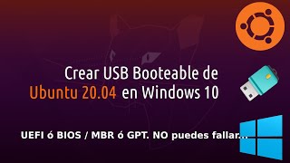 Crear USB Booteable de Ubuntu 2004 en Windows [upl. by Fidole931]