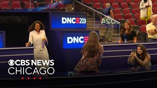 Stage set for Democratic National Convention at United Center [upl. by Ahsikahs]