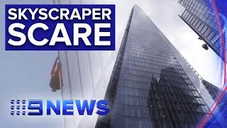 Man climbs London’s Shard skyscraper without harness  Nine News Australia [upl. by Assed]