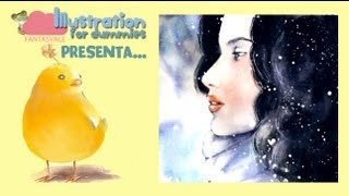 Acquerello tutorial RITRATTO  ragazza nella neve [upl. by Ambrosius70]