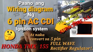 WIRING DIAGRAMHONDA TMX 6 pin AC CDI at ang 5 pin full wave rectifier regulator [upl. by Adnol]