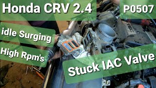 Honda Crv Idle Surging Fix P0507 High Idle IAC Valve [upl. by Erlandson]