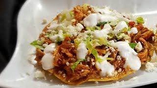 BEST CHICKEN TINGA recipe  how to make easy TOSTADAS ❤ [upl. by Ellednek]