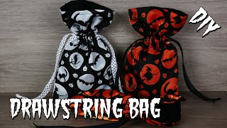 DIY How to Sew a Lined Drawstring Bag  Halloween Trick or Treat Bag  Full Tutorial on My Channel [upl. by Liggett]