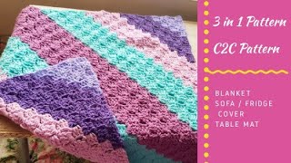 Crochet C2C Baby Blanket Sofa Cover Fridge Cover  Crochet Table Mat in TamilNeidhal Crochet [upl. by Ardisj]