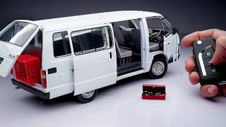 Unboxing of Most Realistic 118 Toyota Hiace Van with Auto Doors Diecast Model [upl. by Joyann696]