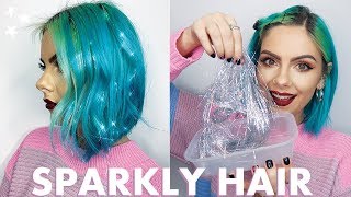 DIY SPARKLY GLITTER TINSEL HAIR [upl. by Muns617]